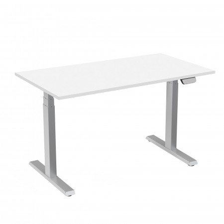 Birou - BIROU ERGONOMIC REGLABIL CU 2 MOTOARE, CADRU GRI, BLAT ALB PREMIUM 1200X670X25 MM