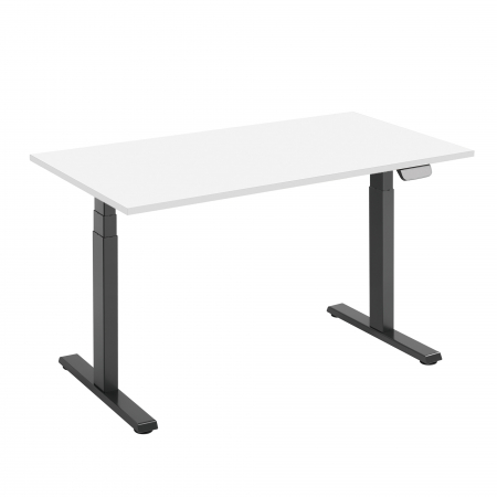Amenajari Interioare - BIROU ERGONOMIC REGLABIL CU 2 MOTOARE, CADRU NEGRU, BLAT ALB PREMIUM 1200X670X25 MM
