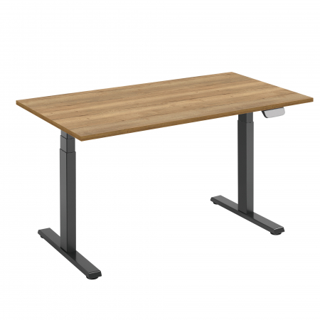 Birouri - BIROU ERGONOMIC REGLABIL CU 2 MOTOARE, CADRU NEGRU, BLAT STEJAR HALIFAX 1200X670X25 MM