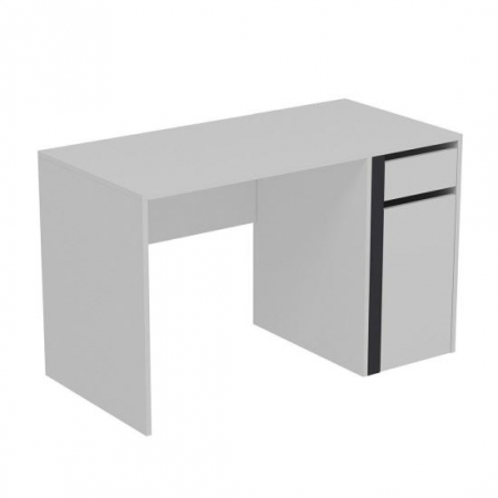Birouri - BIROU, PAL MELAMINAT, 1 SERTAR SI 1 DULAP CU 2 RAFTURI, ALB SI ANTRACIT, 120X60X74 CM, MODERN, MINAR