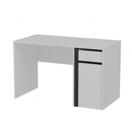 BIROU, PAL MELAMINAT, 1 SERTAR SI 1 DULAP CU 2 RAFTURI, ALB SI ANTRACIT, 120X60X74 CM, MODERN, MINAR [2]