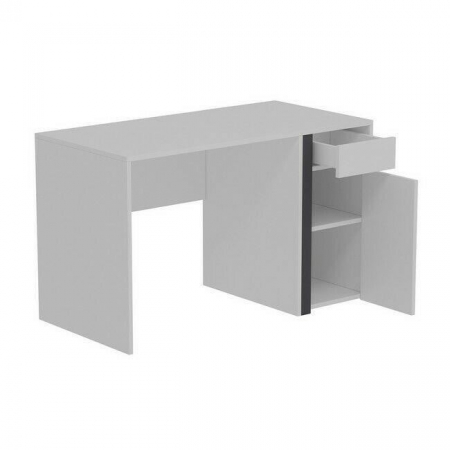 BIROU, PAL MELAMINAT, 1 SERTAR SI 1 DULAP CU 2 RAFTURI, ALB SI ANTRACIT, 120X60X74 CM, MODERN, MINAR [7]