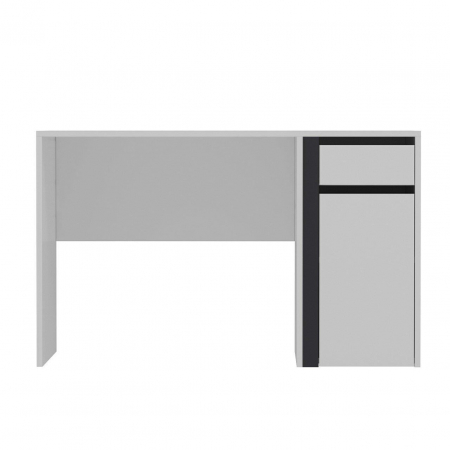 BIROU, PAL MELAMINAT, 1 SERTAR SI 1 DULAP CU 2 RAFTURI, ALB SI ANTRACIT, 120X60X74 CM, MODERN, MINAR [3]