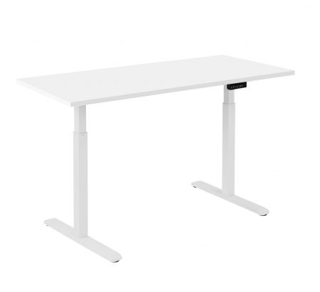Birouri reglabile - BIROU REGLABIL CU UN MOTOR, CADRU ALB, BLAT ALB PREMIUM 1200X670X25 MM