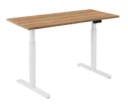 Birouri reglabile - BIROU REGLABIL CU UN MOTOR, CADRU ALB, BLAT STEJAR HALIFAX 1200X670X25 MM