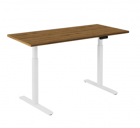 Birouri reglabile - BIROU REGLABIL CU UN MOTOR, CADRU ALB, BLAT STEJAR SHERMAN 1200X670X25 MM