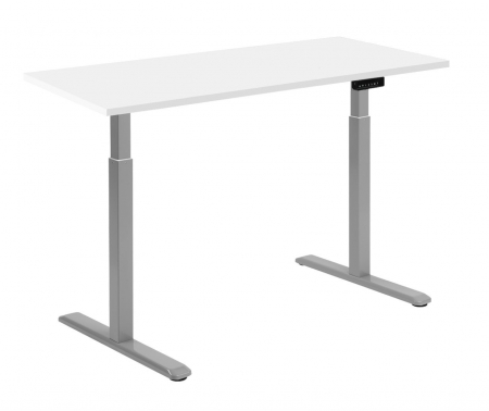 Birouri reglabile - BIROU REGLABIL CU UN MOTOR, CADRU GRI, BLAT ALB PREMIUM 1200X670X25 MM