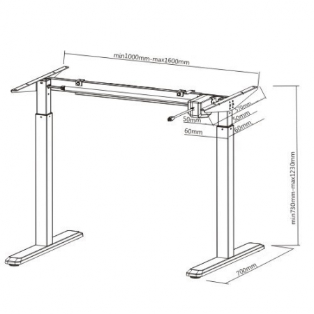 BIROU REGLABIL CU UN MOTOR, CADRU GRI, BLAT STEJAR SHERMAN 1200X670X25 MM [4]