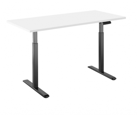 Birouri reglabile - BIROU REGLABIL CU UN MOTOR, CADRU NEGRU, BLAT ALB PREMIUM 1200X670X25 MM