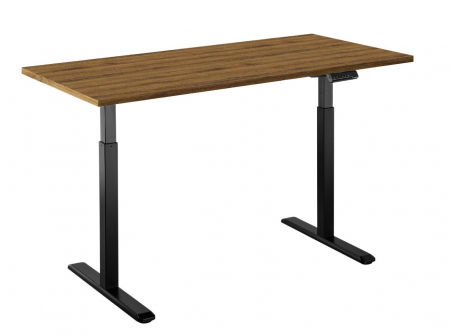 Birouri reglabile - BIROU REGLABIL CU UN MOTOR, CADRU NEGRU, BLAT STEJAR SHERMAN 1200X670X25 MM