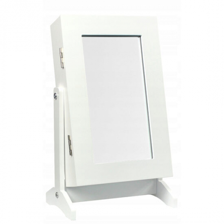 Cutii bijuterii - CABINET BIJUTERII CU OGLINDA, ALB 21X15X35 CM