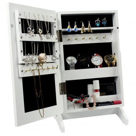 CABINET BIJUTERII CU OGLINDA, ALB 21X15X35 CM [4]