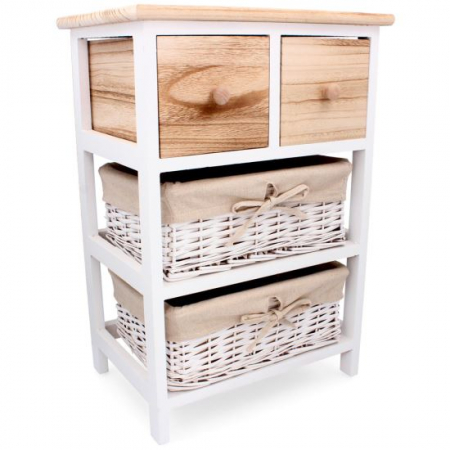 Mobila living si biblioteci - COMODA LEMN, 4 SERTARE, 40X29X58 CM, NATUR
