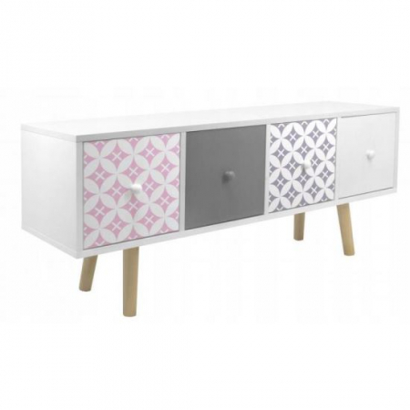 Mobila living si biblioteci - COMODA LEMN, 4 SERTARE, MODEL RETRO, 110.5X30X34.5 CM, CHOMIK