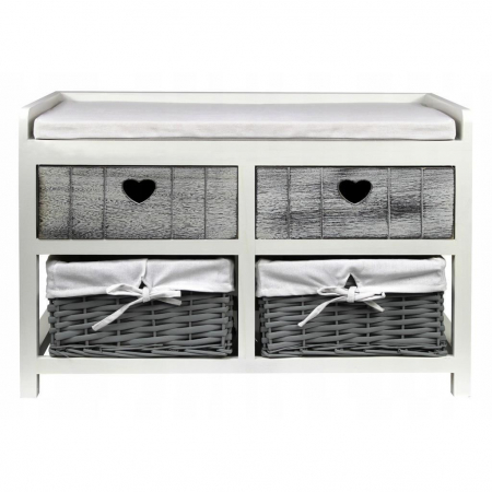 COMODA LEMN, 4 SERTARE SI BANCA, GRI, 69X34X47 CM [1]