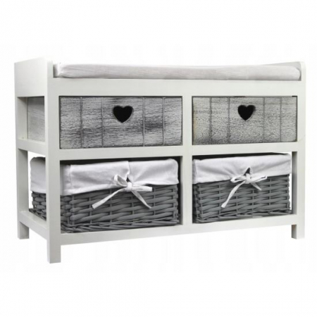 Mobila living si biblioteci - COMODA LEMN, 4 SERTARE SI BANCA, GRI, 69X34X47 CM