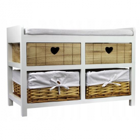 Mobila living si biblioteci - COMODA LEMN, 4 SERTARE SI BANCA, MARO, 69X34X47 CM