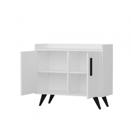 COMODA, PAL MELAMINAT, 4 RAFTURI, ALB, 90X35X77 CM, LAURA, MINAR [2]