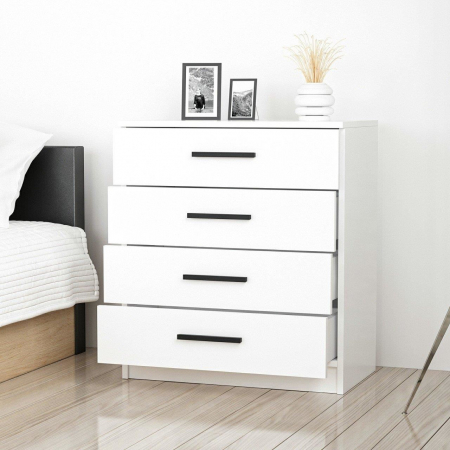 COMODA, PAL MELAMINAT, 4 SERTARE, ALB, 70X42X79 CM, WHITE CASTLE, MINAR [4]