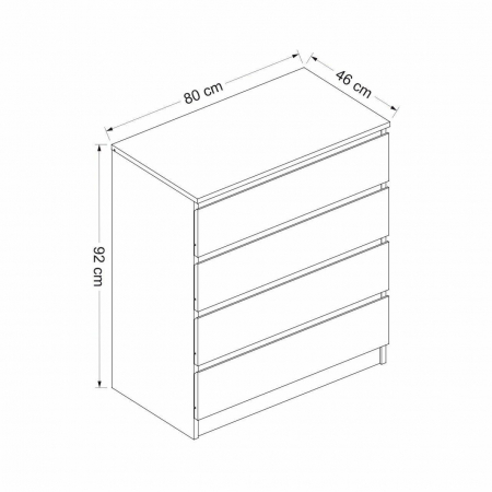 COMODA, PAL MELAMINAT, 4 SERTARE, ALB, 80X46X92 CM, GUNES, MINAR [1]