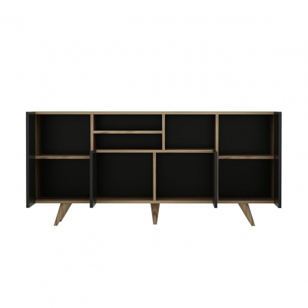 COMODA, PAL MELAMINAT, 9 RAFTURI, ANTRACIT SI NATUR, 160X42X75 CM, SANSA [3]