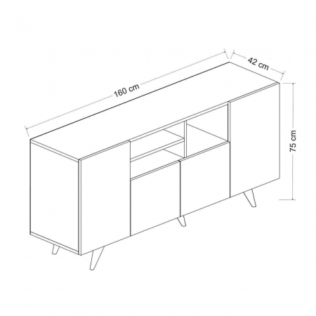 COMODA, PAL MELAMINAT, 9 RAFTURI, ANTRACIT SI NATUR, 160X42X75 CM, SANSA [1]