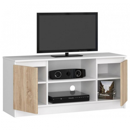 COMODA PENTRU TV, PLACA LAMINATA, 6 RAFTURI, ALB SI STEJAR, 120X40X55 CM [2]