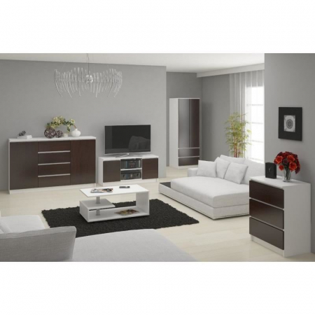 COMODA PENTRU TV, PLACA LAMINATA, 6 RAFTURI, ALB SI WENGE, 120X40X55 CM [1]
