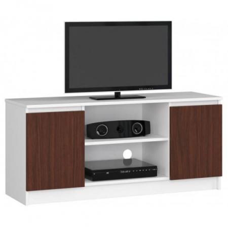 Comode - COMODA PENTRU TV, PLACA LAMINATA, 6 RAFTURI, ALB SI WENGE, 120X40X55 CM