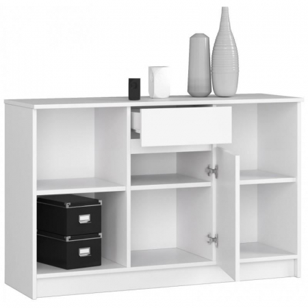 COMODA, PLACA LAMINATA, 1 SERTAR, 6 RAFTURI, ALB, 120X40X77 CM [4]