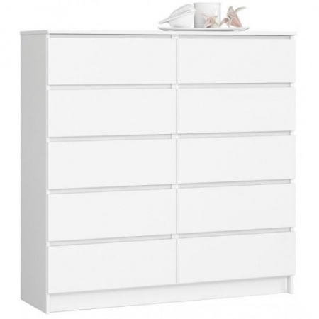 Comode - COMODA, PLACA LAMINATA, 10 SERTARE, ALB, 120X40X121 CM