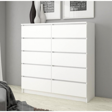 COMODA, PLACA LAMINATA, 10 SERTARE, ALB, 120X40X121 CM [3]