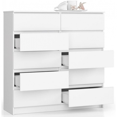 COMODA, PLACA LAMINATA, 10 SERTARE, ALB, 120X40X121 CM [4]