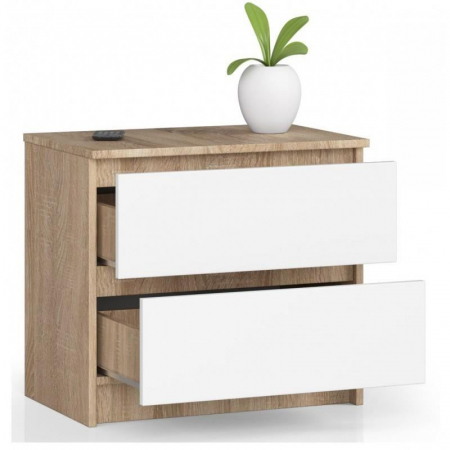 COMODA, PLACA LAMINATA, 2 SERTARE, STEJAR SI ALB, 60X40X55 CM [3]