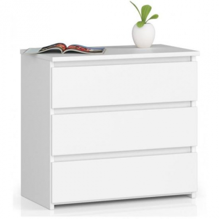 Comode - COMODA, PLACA LAMINATA, 3 SERTARE, ALB, 60X35X57 CM