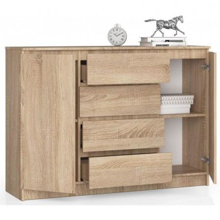COMODA, PLACA LAMINATA, 4 SERTARE, 4 RAFTURI, STEJAR, 138X40X99 CM [3]