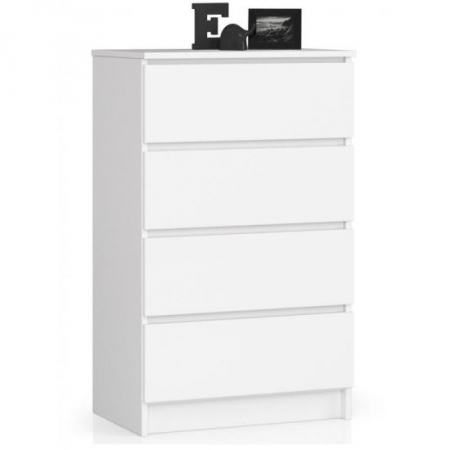 Comode - COMODA, PLACA LAMINATA, 4 SERTARE, ALB, 60X40X99 CM