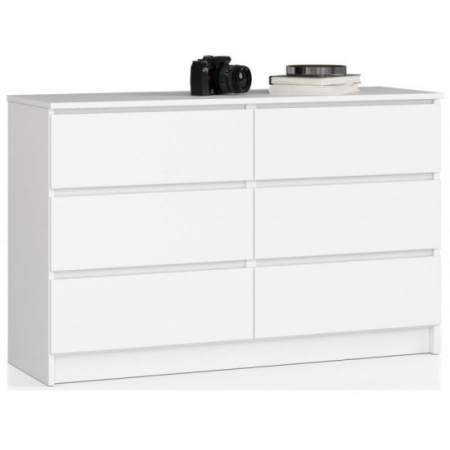 Comode - COMODA, PLACA LAMINATA, 6 SERTARE, ALB, 120X40X77 CM