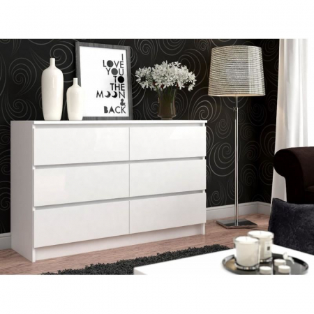 COMODA, PLACA LAMINATA, 6 SERTARE, ALB, 138X40X77 CM [2]