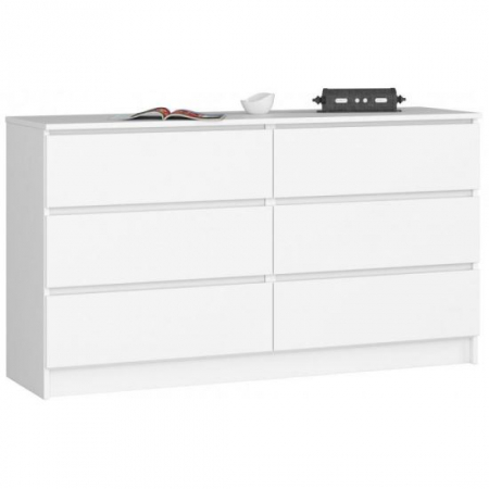 Comode - COMODA, PLACA LAMINATA, 6 SERTARE, ALB, 138X40X77 CM