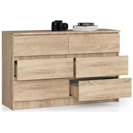 COMODA, PLACA LAMINATA, 6 SERTARE, STEJAR, 120X40X77 CM [3]
