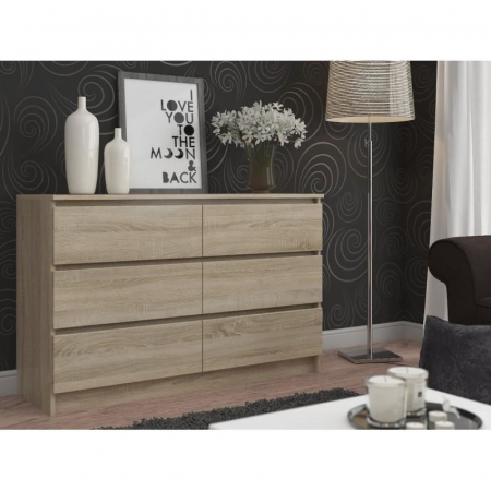 COMODA, PLACA LAMINATA, 6 SERTARE, STEJAR, 120X40X77 CM [2]