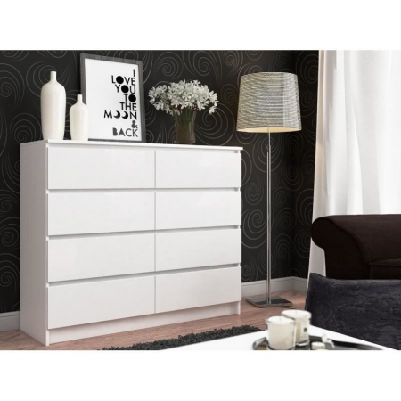 COMODA, PLACA LAMINATA, 8 SERTARE, ALB, 120X40X99 CM [1]
