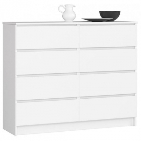 Comode - COMODA, PLACA LAMINATA, 8 SERTARE, ALB, 120X40X99 CM
