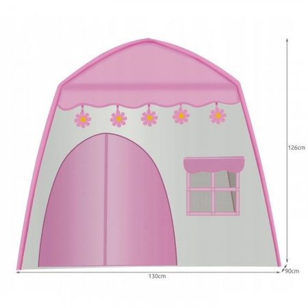 CORT DE JOACA PENTRU COPII, CU LAMPI ROTUNDE, ROZ SI ALB, 130X90X126 CM, KRUZZEL [10]