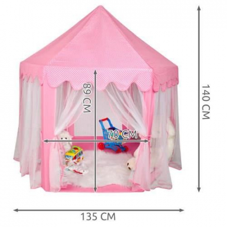 CORT DE JOACA PENTRU COPII, HEXAGONAL, CU PERDELE, ROZ, 135X135X140 CM [5]