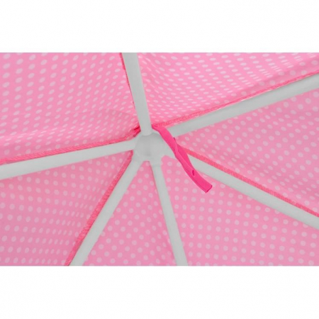 CORT DE JOACA PENTRU COPII, HEXAGONAL, CU PERDELE, ROZ, 135X135X140 CM [6]