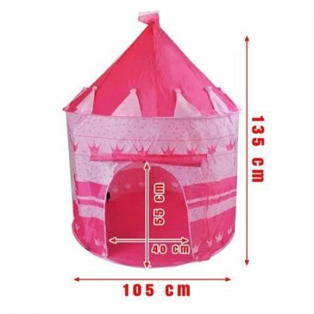 CORT DE JOACA PENTRU COPII, TIP CASTEL, IMPERMEABIL, CU HUSA, MODEL BULINE SI CORONITE, ROZ, 105X135 CM, ISOTRADE [1]