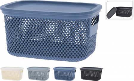 Suporturi si accesorii de baie - Cos de Depozitare cu Capac, Design Perforat, 12L