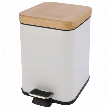 Suporturi si accesorii de baie - COS DE GUNOI,CU PEDALA, ALB/BAMBUS, 3L